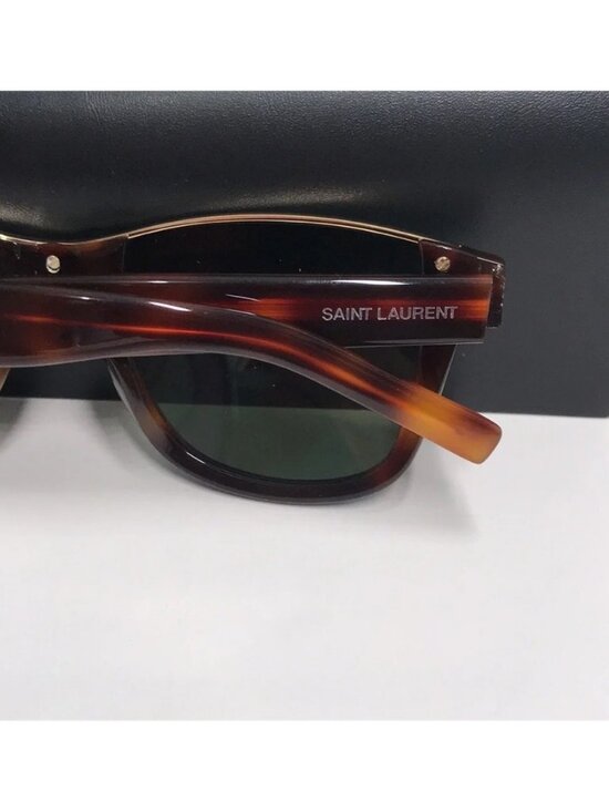 Saint Laurent Tortoise Shell Sunglasses with Green Lenses SL 51 CUT 002 main image 6